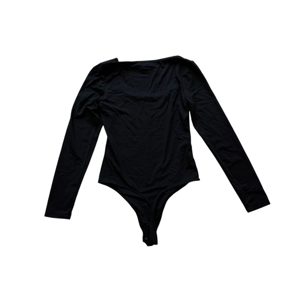 House of Harlow 1960 Long Sleeve Bodysuit Black Square Neck Scoop Size Small - Picture 4 of 7